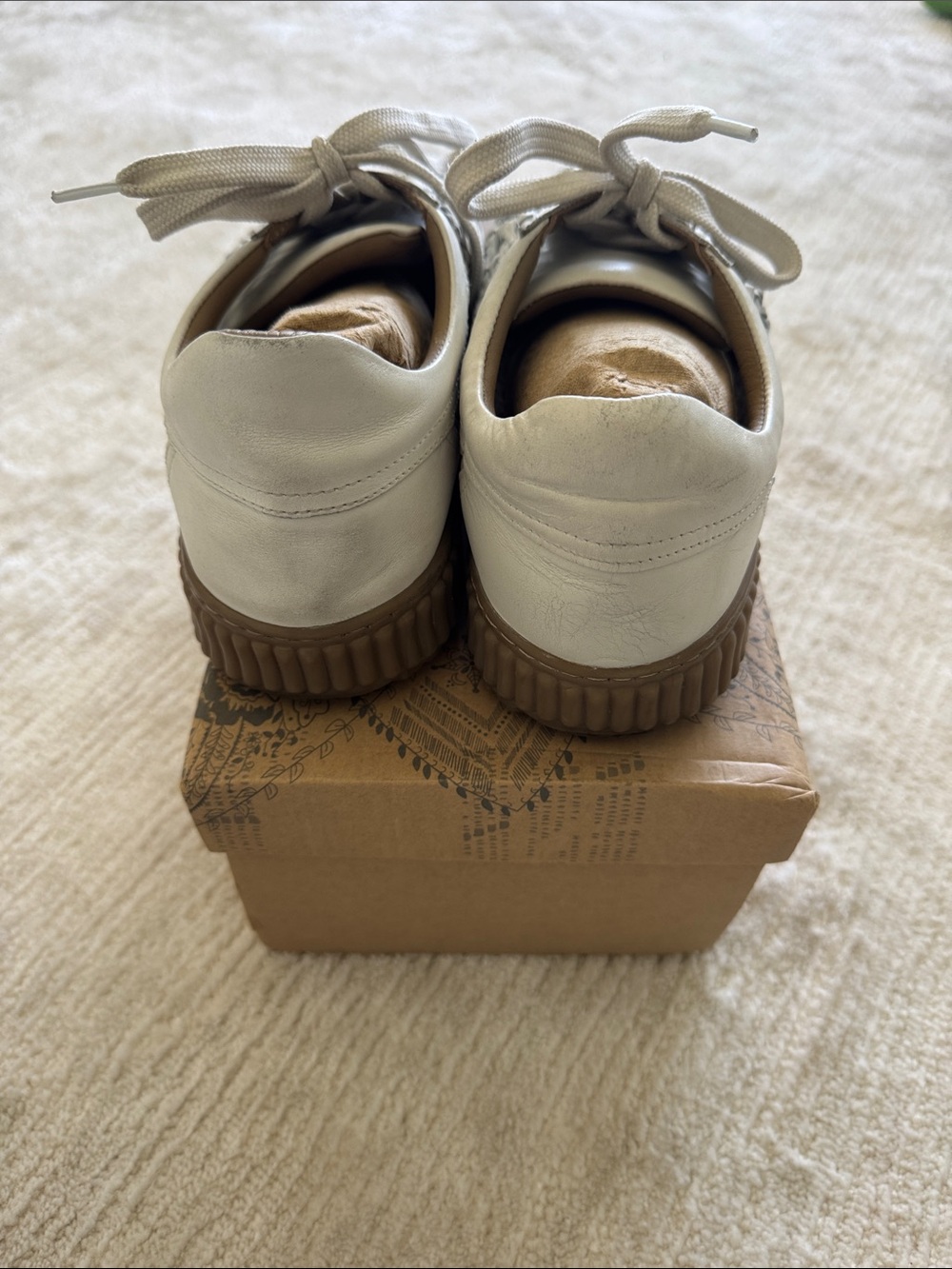 Free People Wimberly Woven Leather Sneakers Cream Brown Gum Sole Size 9.5 - Picture 4 of 7